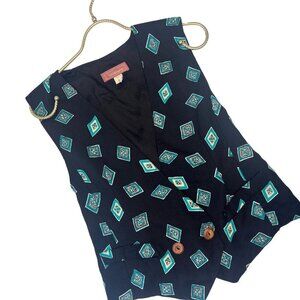 Worthington Vest Vintage 80s 90s Ladies Size Small Geometric Print USA Made